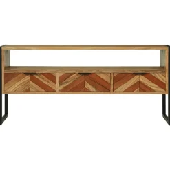 vidaXL Mueble de TV Marrón 100 x 35 x 50 cm Madera de Acacia Sólida Discount