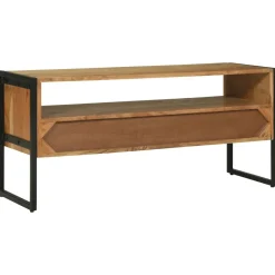 vidaXL Mueble de TV Marrón 100 x 35 x 50 cm Madera de Acacia Sólida Discount