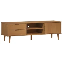 vidaXL Muebles Tv-Mueble de TV MOLDE madera maciza de pino marrón 158x40x49 cm