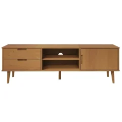 vidaXL Muebles Tv-Mueble de TV MOLDE madera maciza de pino marrón 158x40x49 cm