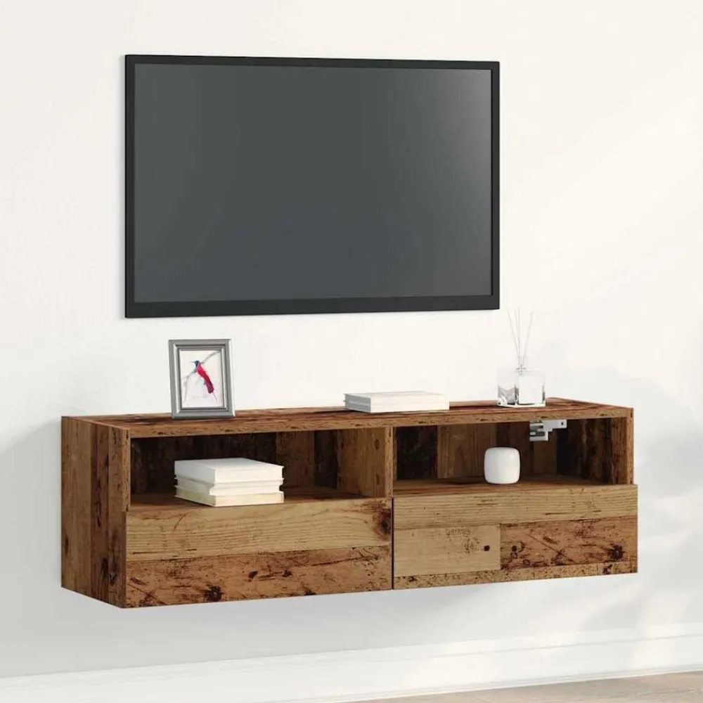 vidaXL Mueble de TV Montado en la Pared 100 x 30 x 30 cm Madera vieja Outlet