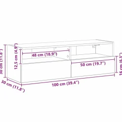 vidaXL Mueble de TV Montado en la Pared 100 x 30 x 30 cm Madera vieja Outlet