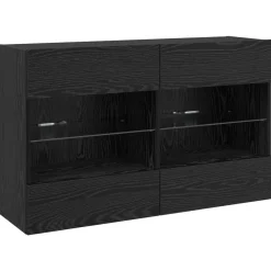vidaXL Mueble de TV Montado en la Pared Roble negro New