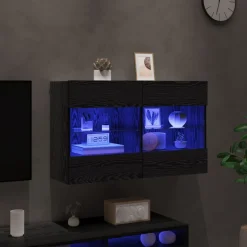 vidaXL Mueble de TV Montado en la Pared Roble negro New