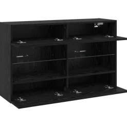 vidaXL Mueble de TV Montado en la Pared Roble negro New