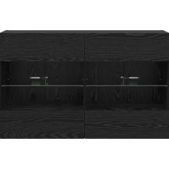 vidaXL Mueble de TV Montado en la Pared Roble negro New