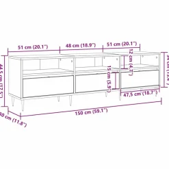 vidaXL Muebles Tv-Mueble de TV Roble artesanal 150 x 30 x 45 cm