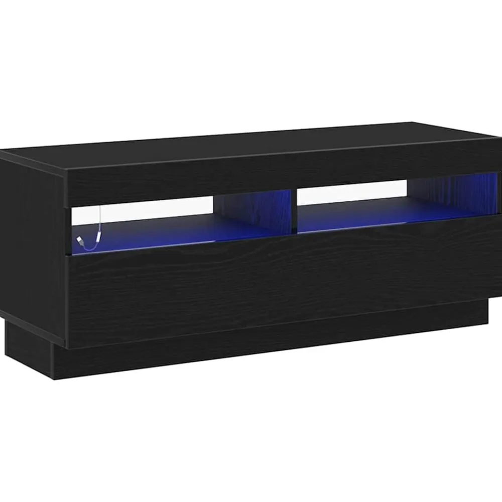 vidaXL Mueble de TV 100 x 35 x 40 cm Madera de ingeniería Roble negro