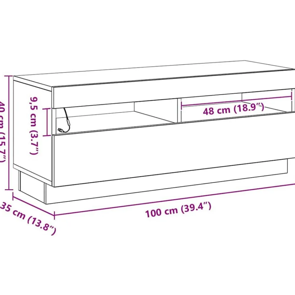 vidaXL Mueble de TV 100 x 35 x 40 cm Madera de ingeniería Roble negro