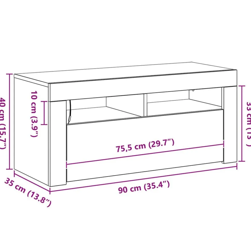 vidaXL Muebles Tv-Mueble de TV 90 x 35 x 40 cm Madera de ingeniería