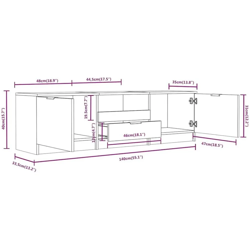 vidaXL Muebles Tv-Mueble de TV 140x35x40 cm madera de ingeniería