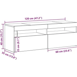 vidaXL Mueble de TV 120 x 35 x 40 cm Madera de ingeniería Roble negro Outlet