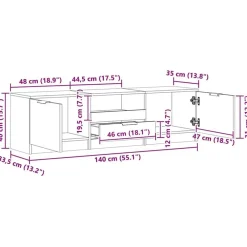 vidaXL Muebles Tv-Mueble de TV roble artesanal 140x35x40 cm madera de ingeniería