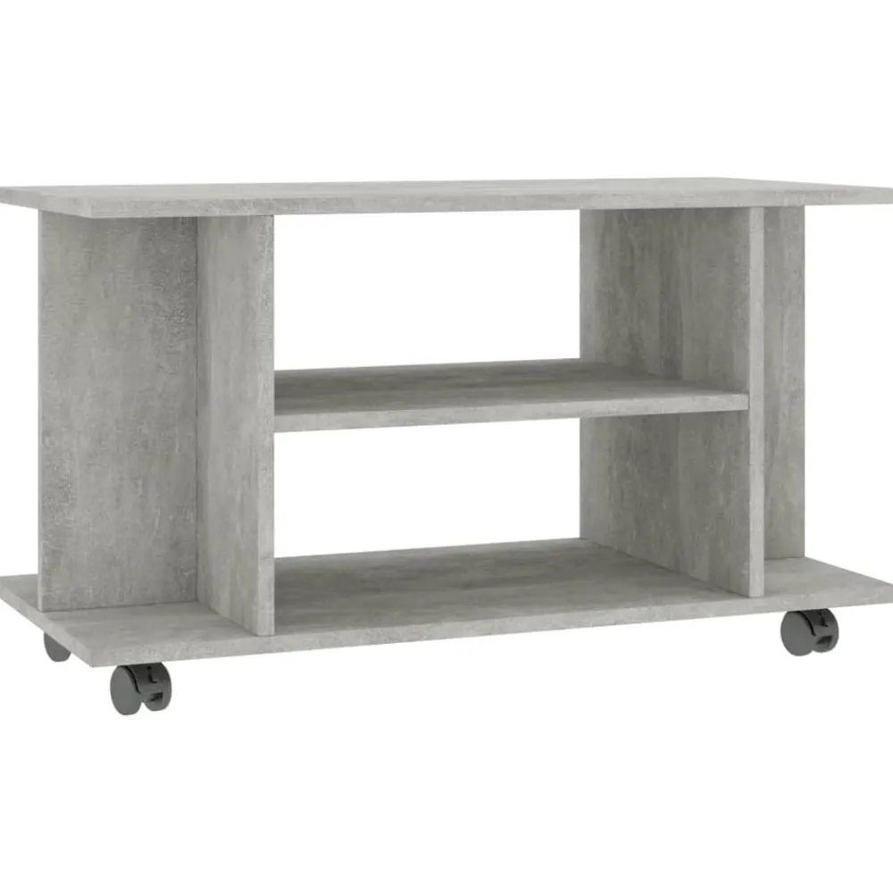 vidaXL Muebles Tv-Mueble de TV ruedas madera ingeniería gris hormigón 80x40x45 cm