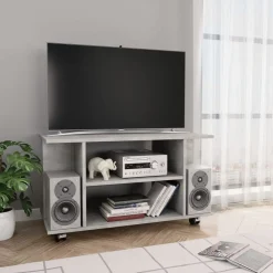 vidaXL Muebles Tv-Mueble de TV ruedas madera ingeniería gris hormigón 80x40x45 cm