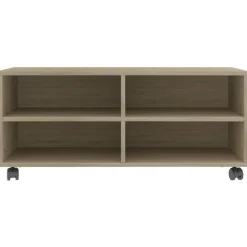 vidaXL Mueble de TV ruedas madera contrachapada color roble 90x35x35cm Roble Sonoma Clearance