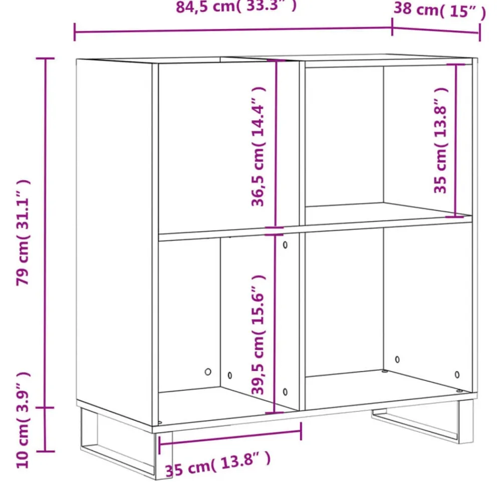 vidaXL Armarios Y Almacenamiento-Mueble discos madera contrachapada 84,5x38x89 cm