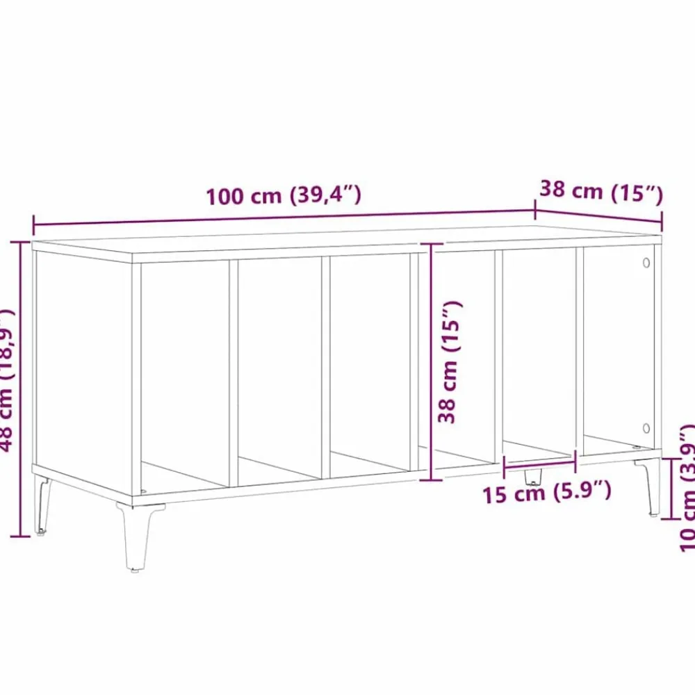 vidaXL Armarios Y Almacenamiento-Mueble para discos de vinilo 100 x 38 x 48 cm