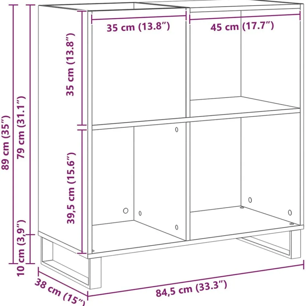 vidaXL Mueble para discos de vinilo 84,5 x 38 x 89 cm Roble artisan Best