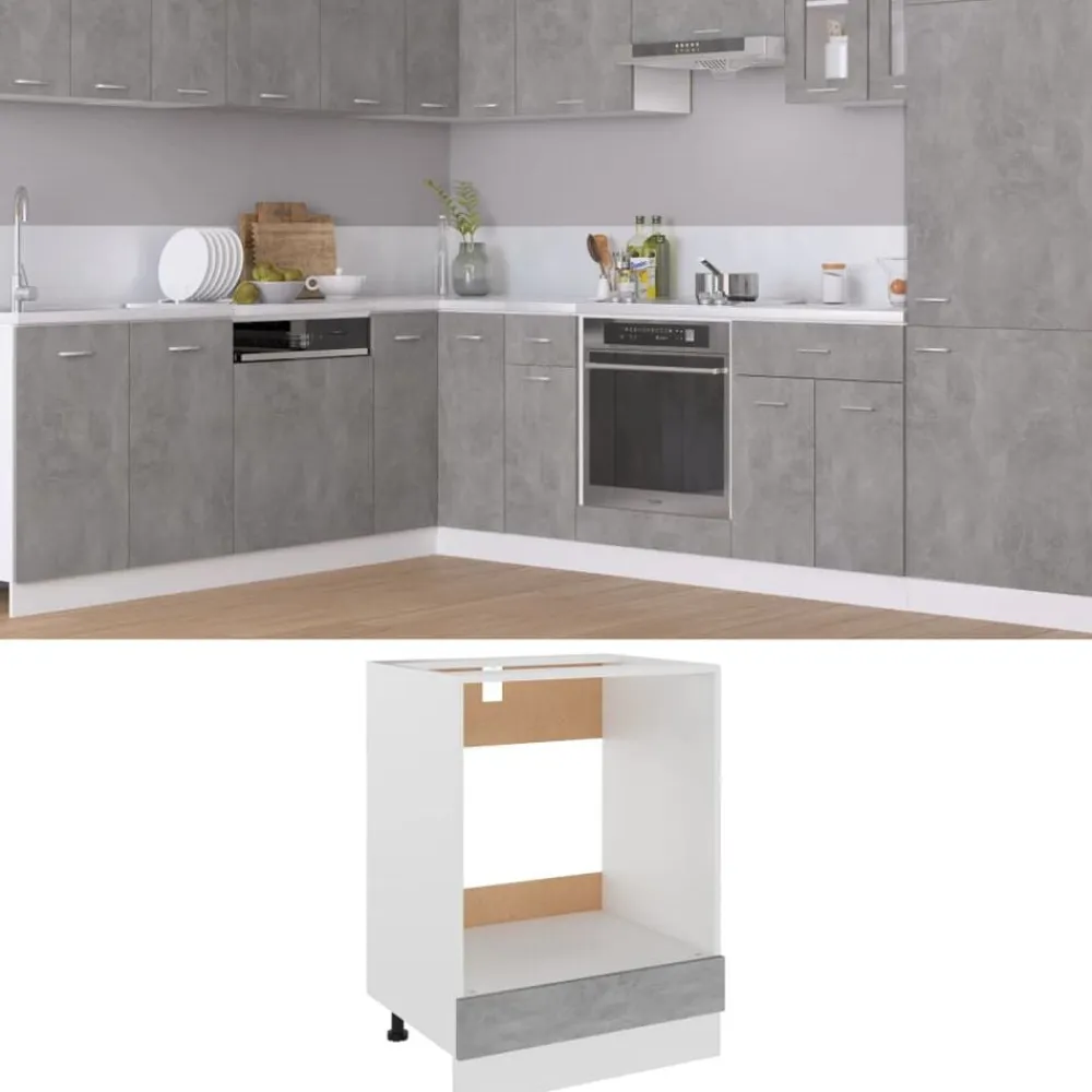 vidaXL Mueble para horno "Riga" gris hormigón 60x46x81,5 cm madera de ingeniería Gris hormigón Best