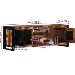 vidaXL Mueble para la TV 100x30x35 madera maciza reciclada Outlet