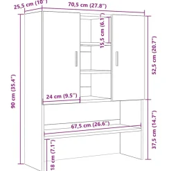 vidaXL Accesorios Para Electrodomésticos-Mueble para lavadora 70,5x25,5x90 cm