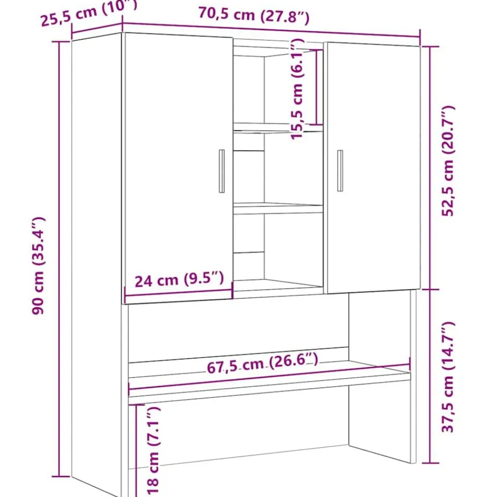 vidaXL Accesorios Para Electrodomésticos-Mueble para lavadora 70,5x25,5x90 cm
