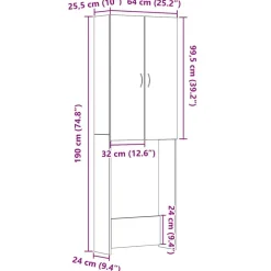 vidaXL Accesorios Para Electrodomésticos-Mueble para lavadora 64x25,5x190 cm