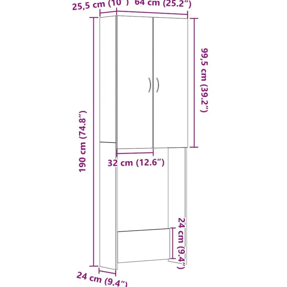 vidaXL Accesorios Para Electrodomésticos-Mueble para lavadora 64x25,5x190 cm