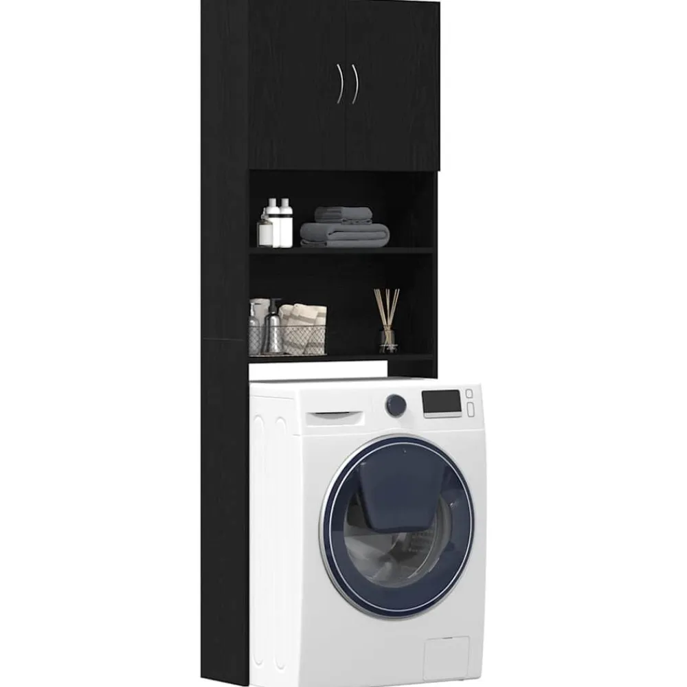 vidaXL Accesorios Para Electrodomésticos-Mueble para lavadora de madera de 64x24x190 cm