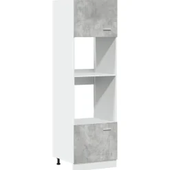vidaXL Mueble para microondas "Lyon" gris hormigón 60x57x207 cm madera de ingeniería Gris hormig&oacute;n Discount