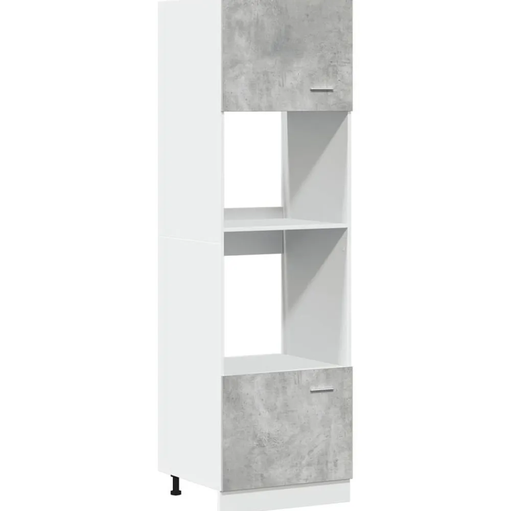 vidaXL Mueble para microondas "Lyon" gris hormigón 60x57x207 cm madera de ingeniería Gris hormigón Discount