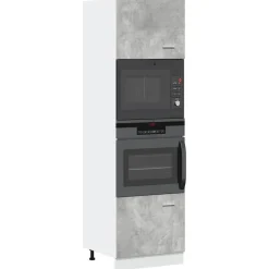 vidaXL Mueble para microondas "Lyon" gris hormigón 60x57x207 cm madera de ingeniería Gris hormig&oacute;n Discount