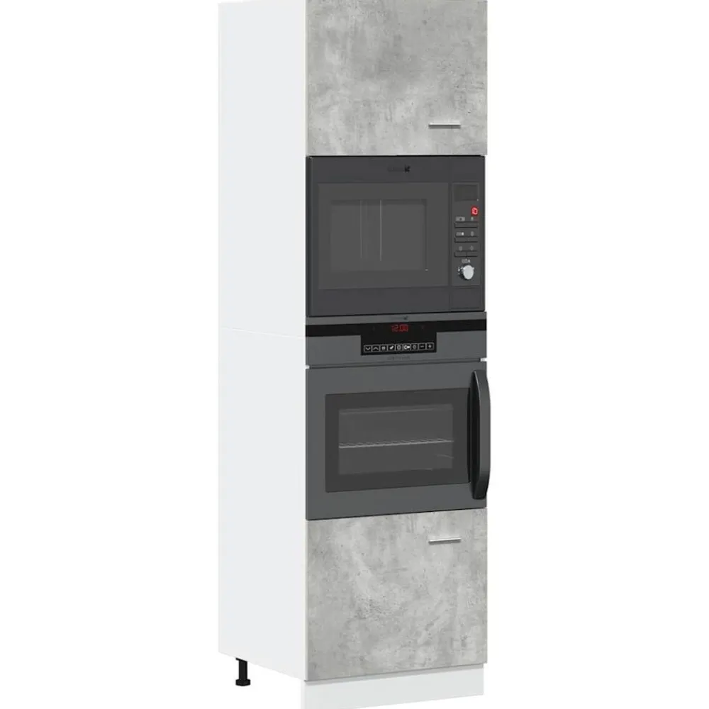 vidaXL Mueble para microondas "Lyon" gris hormigón 60x57x207 cm madera de ingeniería Gris hormigón Discount