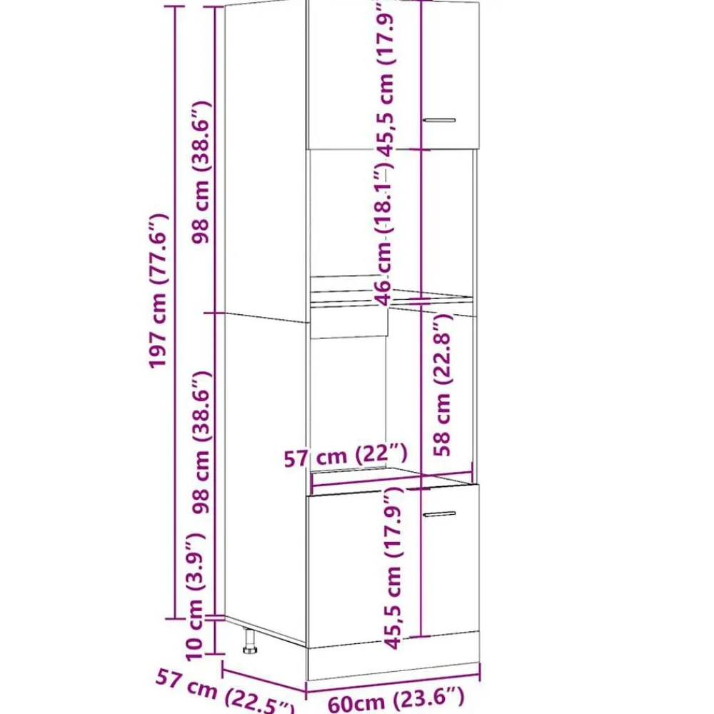 vidaXL Mueble para microondas "Lyon" gris hormigón 60x57x207 cm madera de ingeniería Gris hormigón Discount