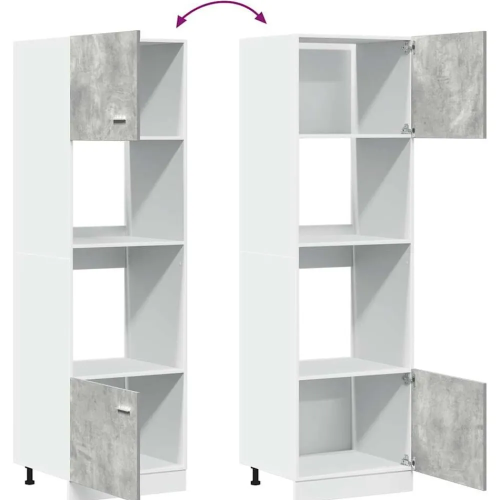 vidaXL Mueble para microondas "Lyon" gris hormigón 60x57x207 cm madera de ingeniería Gris hormigón Discount