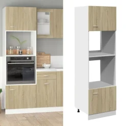 vidaXL Mueble para microondas "Lyon" 60x57x207 cm madera de ingeniería Roble Sonoma Online