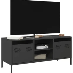 vidaXL Mueble para TV acero laminado en frío 101,5x39x43,5 cm Negro
