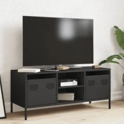 vidaXL Mueble para TV acero laminado en frío 101,5x39x43,5 cm Negro