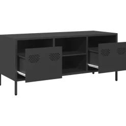 vidaXL Mueble para TV acero laminado en frío 101,5x39x43,5 cm Negro