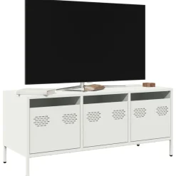 vidaXL Mueble para TV acero laminado en frío 101,5x39x43,5 cm Blanco