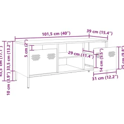 vidaXL Mueble para TV acero laminado en frío 101,5x39x43,5 cm Blanco Best