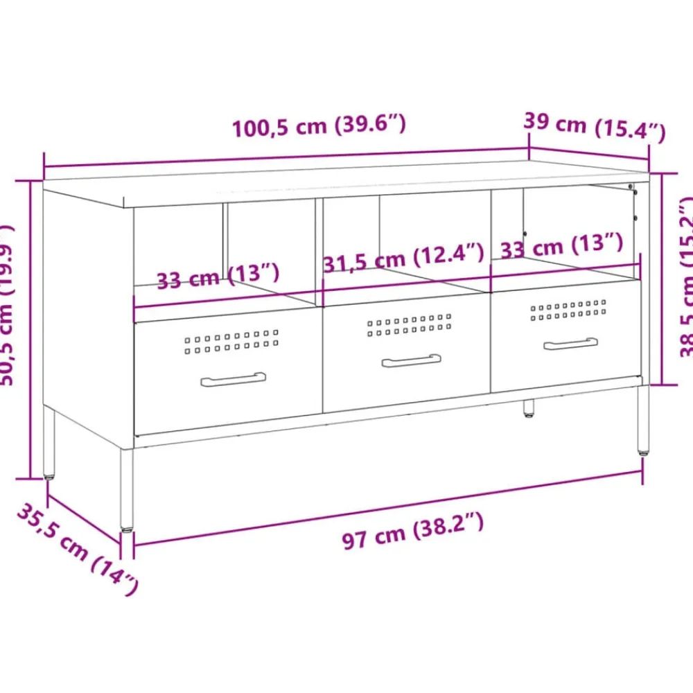 vidaXL Mueble para TV acero mostaza 100,5x39x50,5 cm Amarillo