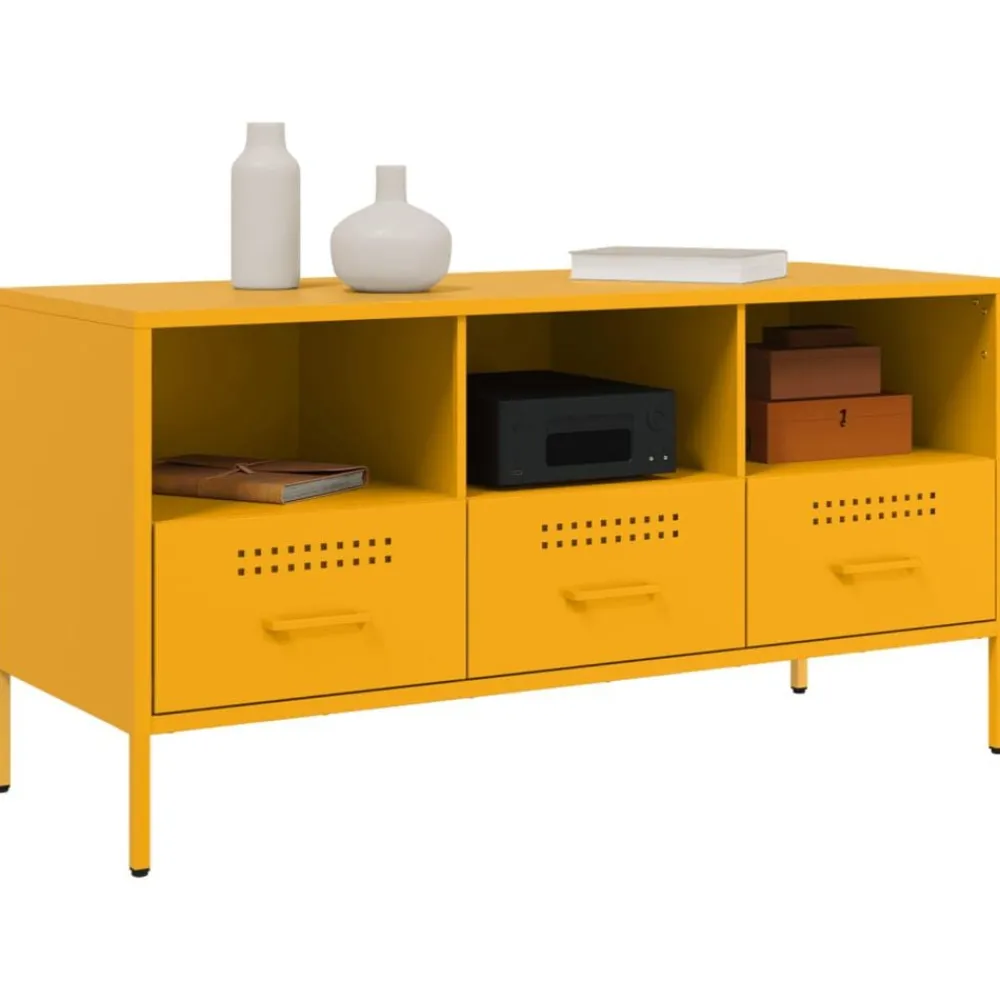 vidaXL Mueble para TV acero mostaza 100,5x39x50,5 cm Amarillo
