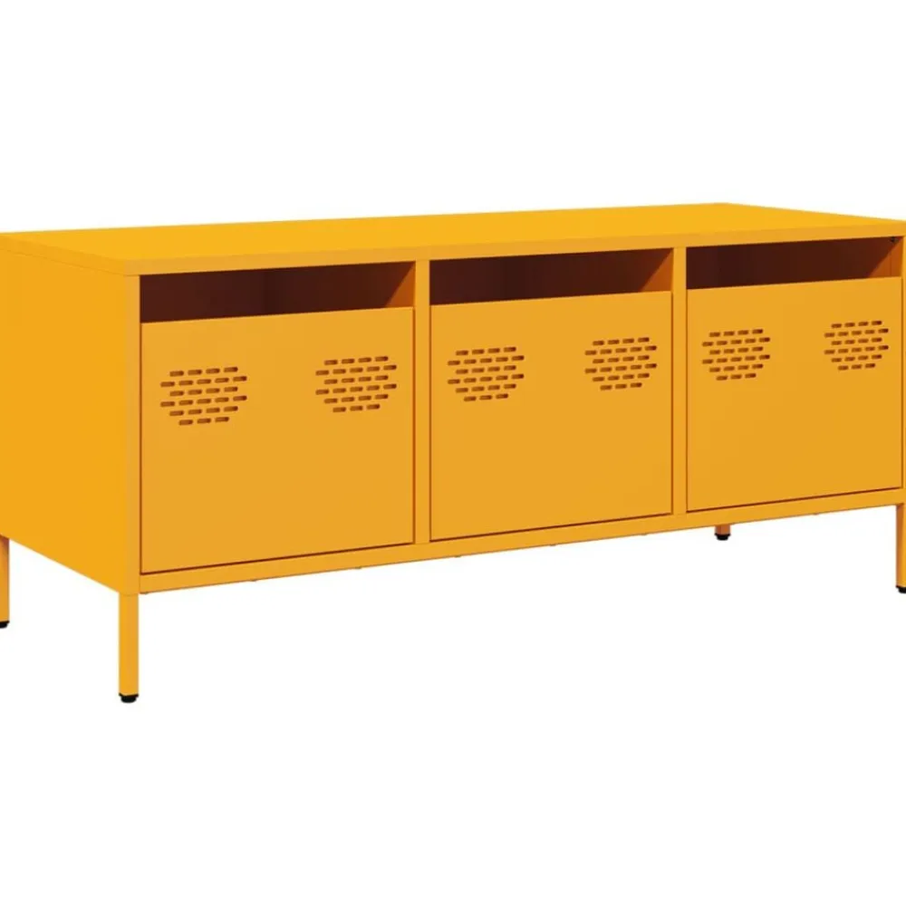 vidaXL Mueble para TV acero laminado en frío amarillo 101,5x39x43,5 cm Amarillo mostaza Best