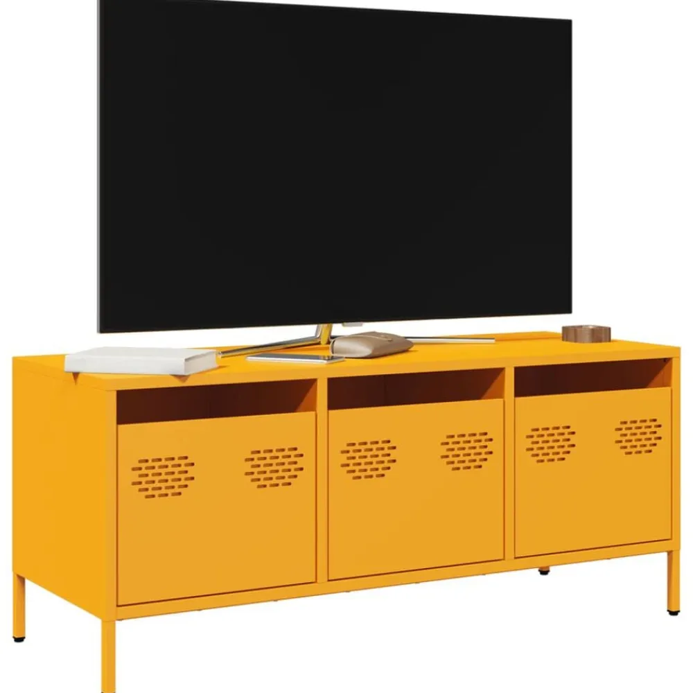 vidaXL Mueble para TV acero laminado en frío amarillo 101,5x39x43,5 cm Amarillo mostaza Best