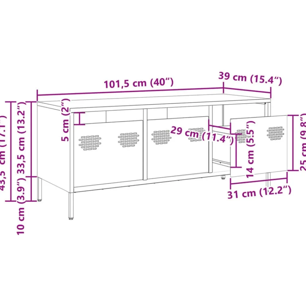 vidaXL Mueble para TV acero laminado en frío amarillo 101,5x39x43,5 cm Amarillo mostaza Best