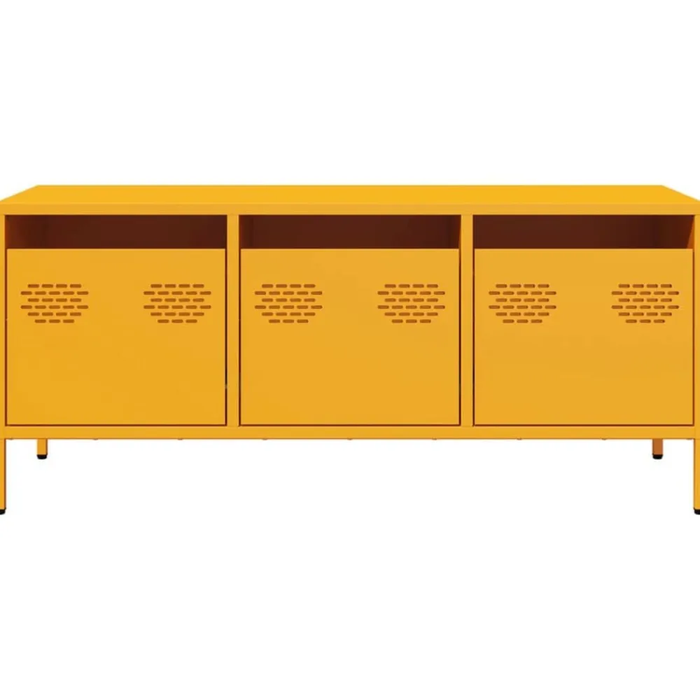 vidaXL Mueble para TV acero laminado en frío amarillo 101,5x39x43,5 cm Amarillo mostaza Best