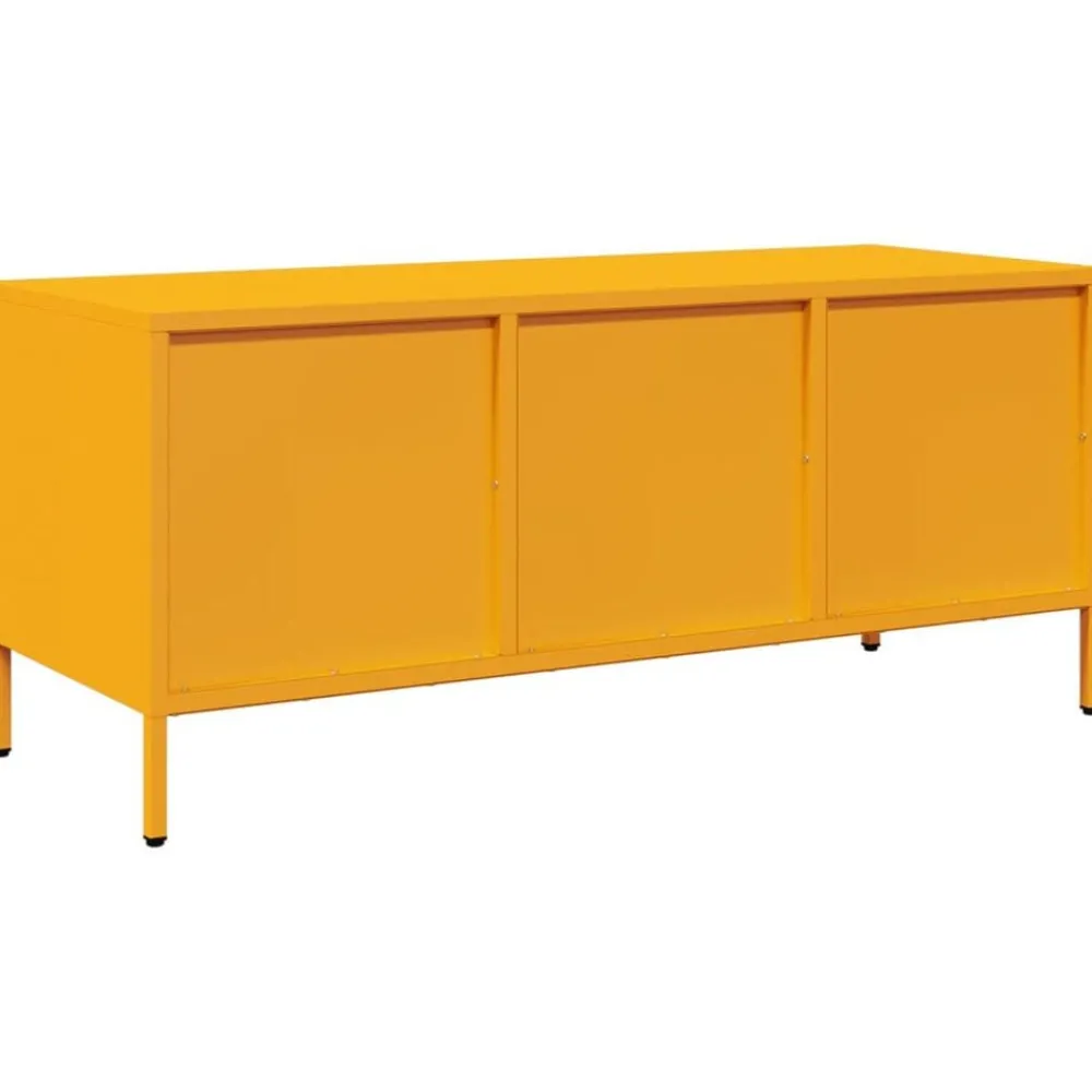 vidaXL Mueble para TV acero laminado en frío amarillo 101,5x39x43,5 cm Amarillo mostaza Best