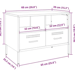 vidaXL Muebles Tv-Mueble para TV acero gris 68x39x50,5 cm